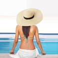 thumbnail image 3 of Women Summer Wide Brim Straw Hat Beach Foldable Floppy Sun Cap UPF 50+ Travel Packable Sun Hat for Outdoor Activities, 3 of 5
