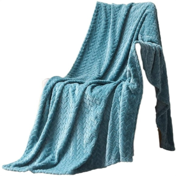 HJQEQVD Minky Blankets Large Flannel Throw Blanket Jacquard Weave Leaves Pattern Blanket for Office 127*178 cm