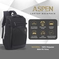 thumbnail image 4 of SWISS MILITARY Aspen Laptop Backpack 15.6 Inch with USB Charging Port, Quick Access Pockets, iPad Compartment, Mesh Bottle Holders, 16L Compact Travel Office College Bag for Men Women, Black, 4 of 8