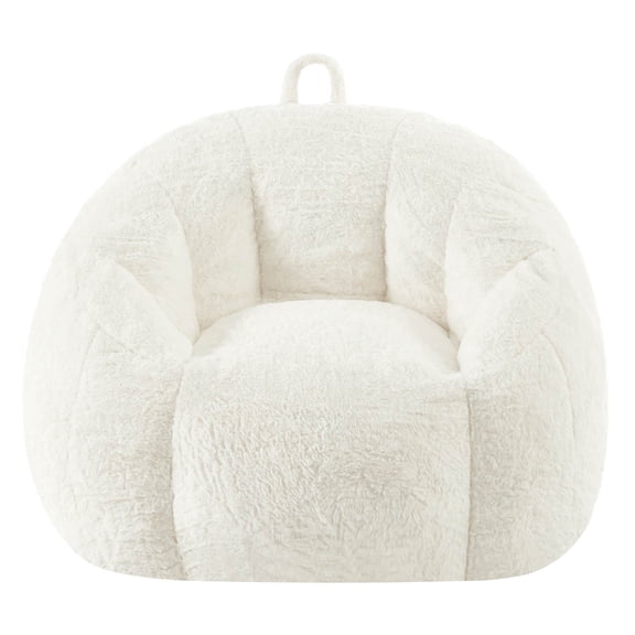 Urban Shop Faux Rabbit Fur Foam Lounge Chair, Ivory