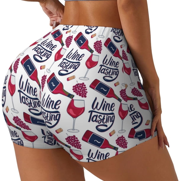 Fotbe Red Wine Glass Bottle Shorts Sin Costuras – Shorts Deportivos de Cintura Alta para Mujer, Elásticos para Gimnasio, Yoga, Running o Ciclismo-Small