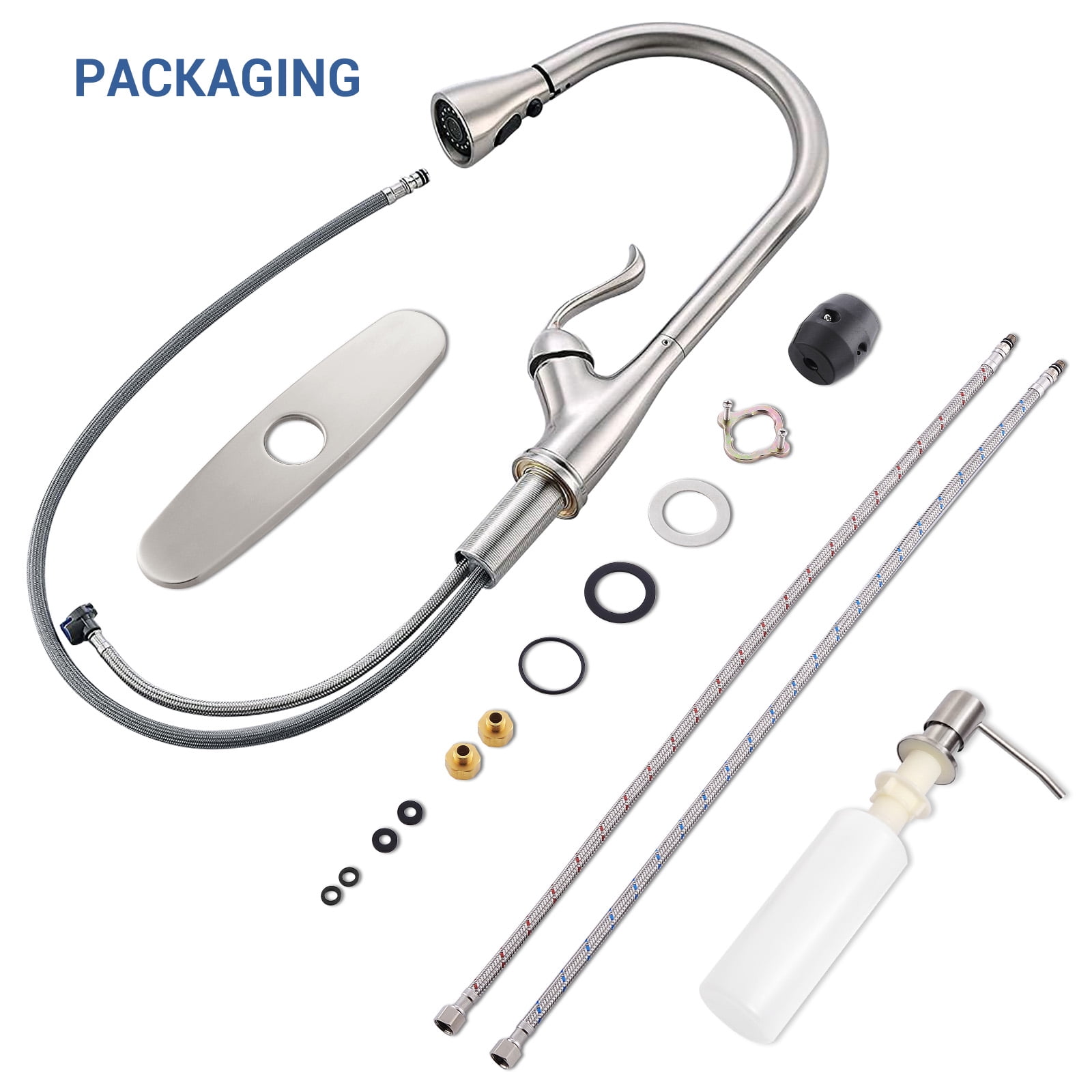 Appaso Patented Kitchen Faucet with Pull Down Sprayer Stainless Steel Brushed Nickel 149BN