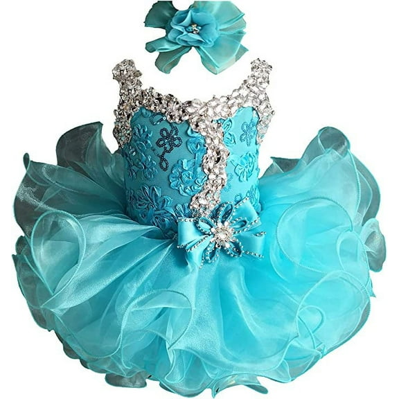 Jenniferwu G037B Infant Toddler Baby Newborn Little Girl's Pageant Party Birthday Dress Blue Size 9-12M