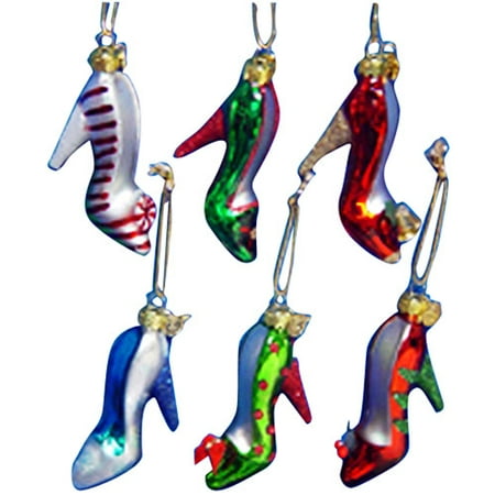 Medallion Collection Glass High Heel Shoe Ornament Set Of 6