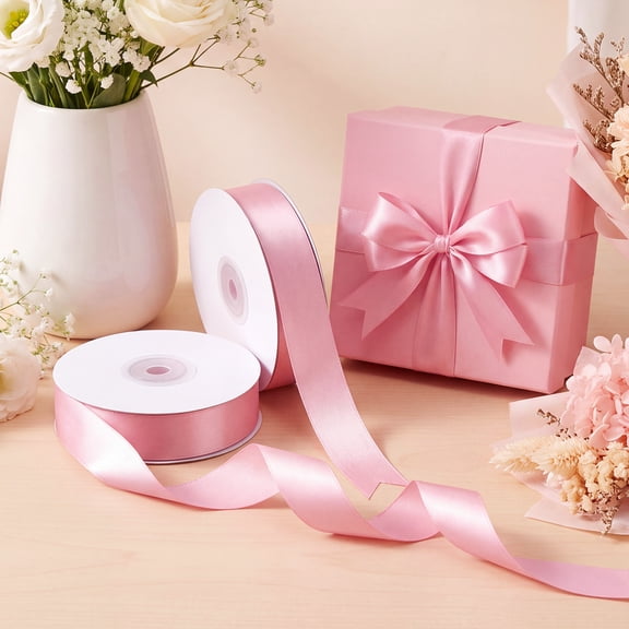Jaikg Satin Ribbon Pink 2 Rolls 1 Inch x 50 Yards for Bow