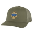 thumbnail image 6 of Classic USN Navy Trucker Hat – Embroidered Gold Anchor with Rope Logo, Patriotic Mesh Snapback Cap (CoyoteBrown), 6 of 9