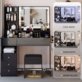 thumbnail image 2 of Vanity Desk Set with Mirror and Lights, LEGAHOME Black Makeup Vanity Set with Charging Station, Lighted Dressing Table for Girls Ladies, 3 Color Modes & Hidden Storage Space, Black, 2 of 11