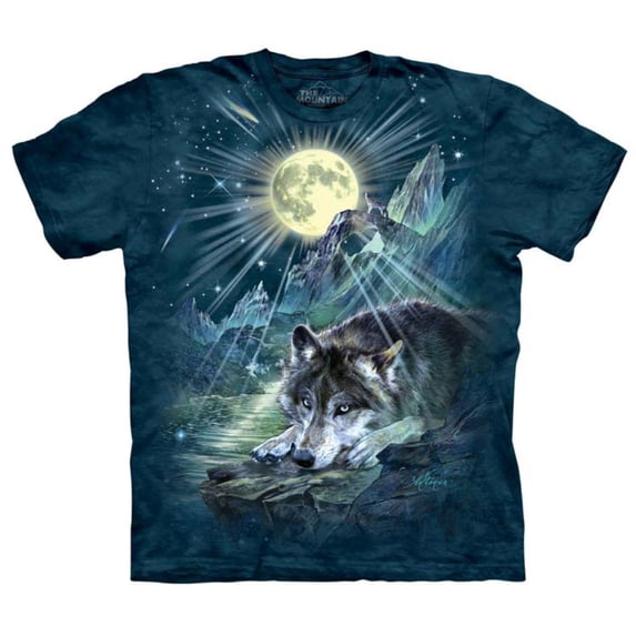Adult Blue 100% Cotton Wolf Night Symphony T-Shirt NEW