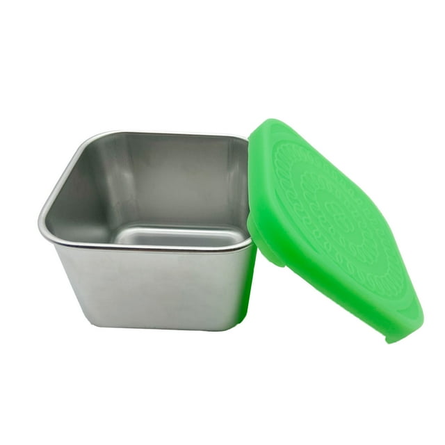 EGNMCR Kitchen Gadgets, 3Pack 6oz Stainless Steel Snack Containers,Easy Open Leak Proof Small Food Containers With Silicone Lids , Small Metal Food Storage Container , Leakproof Snack lunch boxes