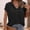 Black, variant on Shirts for Women Loose Hooded Button Short Sleeve T Shirt Soft Knitted Polyester Spandex Cotton Blend for Casual Wear L Size Spring Summer Womens Tops