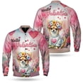 thumbnail image 3 of Hello Valentine’s Day Chihuahua Flower Crown Romantic Pink Floral All Over Print 3D Baseball Jacket Dog Lover Gifts Idea Bomber Jacket Softball - 00031, 3 of 6