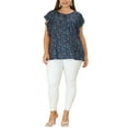 thumbnail image 2 of Agnes Orinda Women's Plus Size Round Neck Ruffled Short Sleeve Chiffon Blouse 3X Navy Blue, 2 of 6