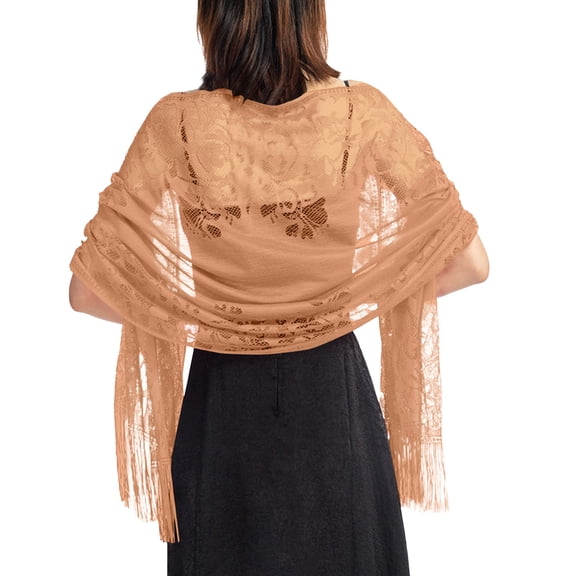 Women's Shawl Lace Shawl Bride's Bridesmaid Evening Dress Cheongsam Shawl Dinner Hollowed Out Lace Shawl Yellow One Size
