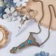 thumbnail image 3 of Tijeras europeas de 4 pulgadas, 1 pieza, tijeras de costura pequeñas, cadenas, estilo bordado turquesa, acero inoxidable, hojas para collares., 3 of 5