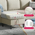 thumbnail image 6 of MUZZ Small Space Sectional Sofa – L-Shaped with Storage Ottoman & Movable Modules, Beige Linen Living Room Couch, 6 of 6