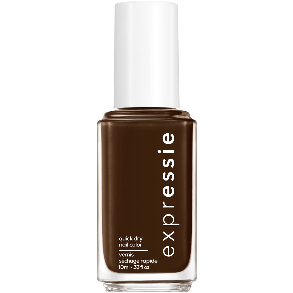 essie expressie quickdry nail polish, dark chocolate brown polish