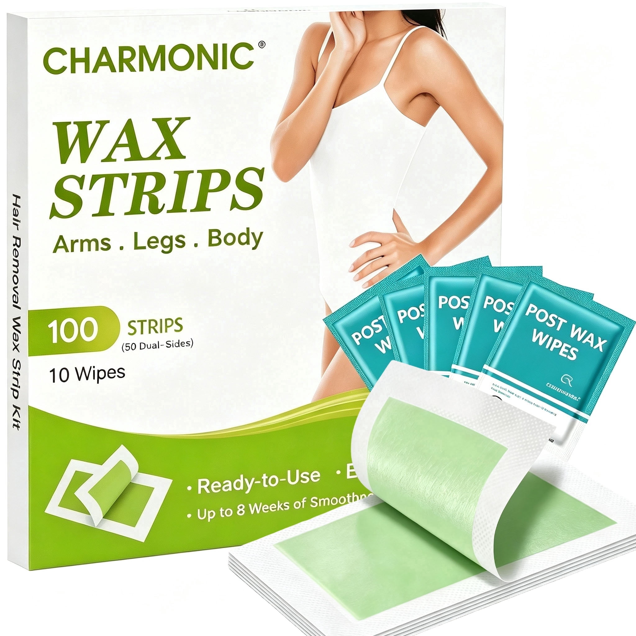Completely Bare, Ready Set WAX No Heat Wax Strips, Face Bikini