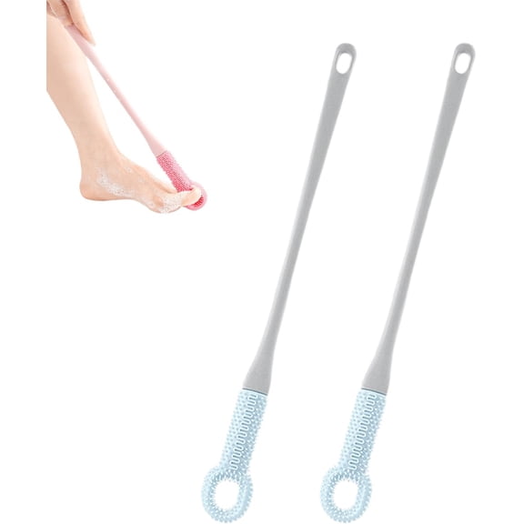 Cithway Easy-Reach Deep Cleaning Foot Brush, 15.7" 3-in-1 Foot Scrubber for Wet or Dry Brushing, Ideal for Seniors, Expecting Mothers, Men & Women | Foot Scrubber Exfoliating Brush (Blue 2 Pcs)