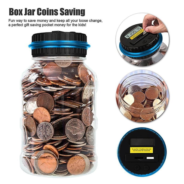 Naiovety Contador, caja de tarros de conteo automático del Reino Unido para niños y adultos, contenedor de ahorro de monedas de banco de Almacenamiento y organización del hogar Numero 5