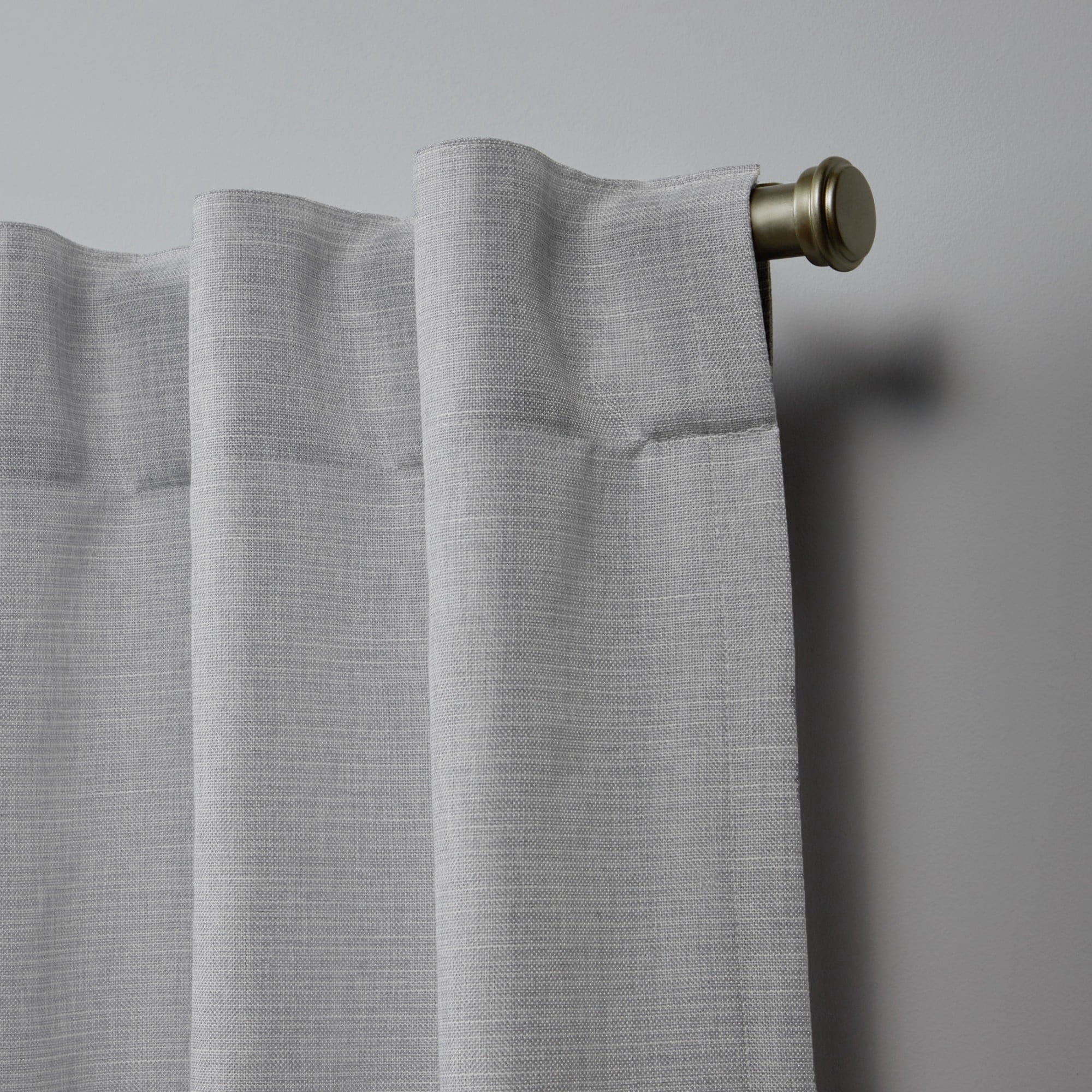 Nicole Miller Faux Linen Slub Textured Hidden Tab/Rod Pocket Top Light Filtering Curtain Panel Pair, 54"x96", Dove Grey