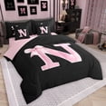 thumbnail image 2 of Manfei Personalized Initial N Twin Bedding Sets 7-Piece for Girls, Pink Bow Tie Bedding Comforter Set, Watercolor Monogrammed Sheet Sets, Breathable Room Decor, 2 of 6
