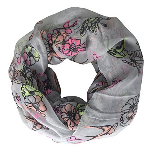 Peach Couture Adorable Pastel Colored Cherry Blossom Birds Infinity Loop Scarf