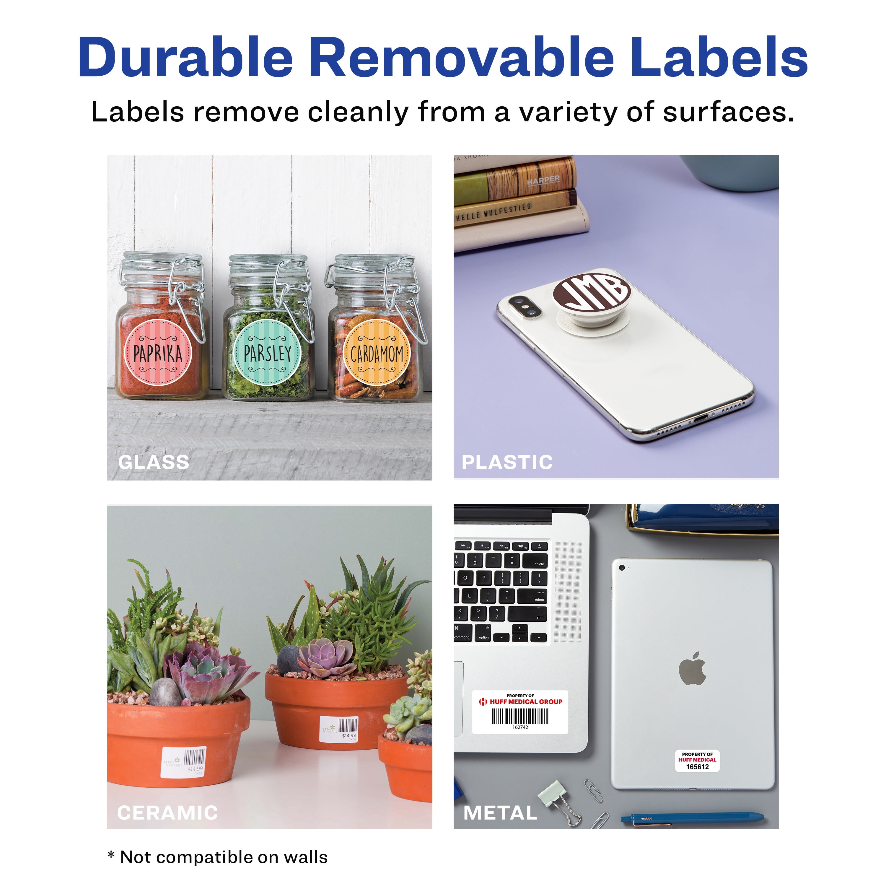 Avery Durable Removable Rectangle Labels, 0.5" x 1.75", 840 Labels