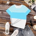 thumbnail image 6 of Ihhxva Women's Tops Moisture-Wicking Striped Crewneck Tee Fit Nautical Print T-Shirt Casual Summer Cotton Loose Style S-2XL, 6 of 7
