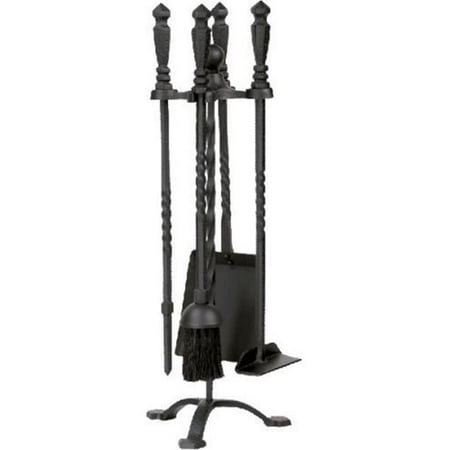 Dagan 1105 Wrought Iron Stove Fireplace Tool Set - Twist Style, Black - 5 Piece