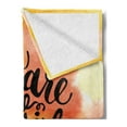 thumbnail image 2 of Saying Soft Flannel Fleece Blanket, Retro Style Love Spouse Lettering over Psychedelic Hazy Cloud Splashes Image, Cozy Plush for Indoor and Outdoor Use, 50" x 60", Orange and Yellow, by Ambesonne, 2 of 5