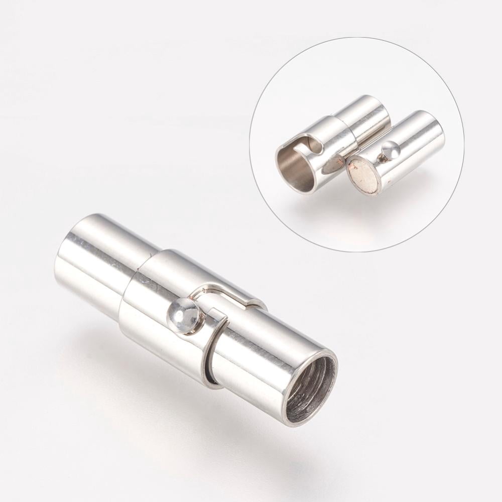 Resistant Smooth 304 Stainless Steel Locking Tube Magnetic Clasps Column Magnetic Closure Stainless Steel color 18x5mm