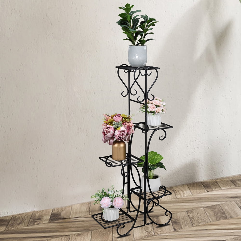 5-Tier Shelves Patio Plant Holder, Indoor Outdoor Displaying Plants Flowers Shelf(Black Square) 5-Tier Shelves Patio Plant Holder, Indoor Outdoor Displaying Plants Flowers Shelf(Black Square)