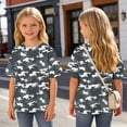 thumbnail image 2 of Girls Soft Stretchy Tie Dye T-Shirt Gray Loose Fit Brushstroke Print Short Sleeve Tee for Ages 6-14,Size 6 T, 2 of 9