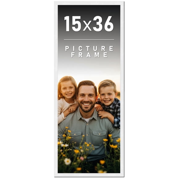 15x36 Frame White Solid Wood Picture Frame Includes UV Acrylic Shatter Guard Front, Acid Free Foam