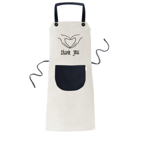 

Black Heart Shaped Personalized Gesture Apron Adjustable Bib Cotton Linen BBQ Kitchen Pocket Pinafore