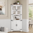 thumbnail image 3 of PYY 67 in Tall Corner Storage Cabinet with Lights, Farmhouse Corner Hutch Display Cabinet with Glass Doors, Wooden Storage Organizer for Kitchen, Home Office, Living Room, Bathroom, White, 3 of 7