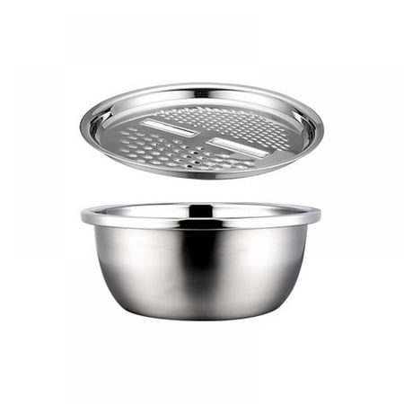 

3 in 1 Stainless Steel Drain Basket Vegetable Cutter Kitchen Multipurpose Grater Salad Maker Bowl for Home