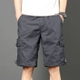 thumbnail image 4 of Mens Shorts Clearance Multi-Pocket Button-Front Zipper Outdoor Shorts Cargo Bermuda Shorts Gray L, 4 of 6
