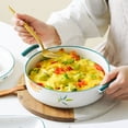thumbnail image 2 of Qeeadeea Plat à Lasagne Rond avec Poignée, Petit Plat de Cuisson en Céramique pour 1 Personne, Plat de Cuisson en Porcelaine Résistant au Four-Vert-1000 ml, 25x20x5 cm, 2 of 7