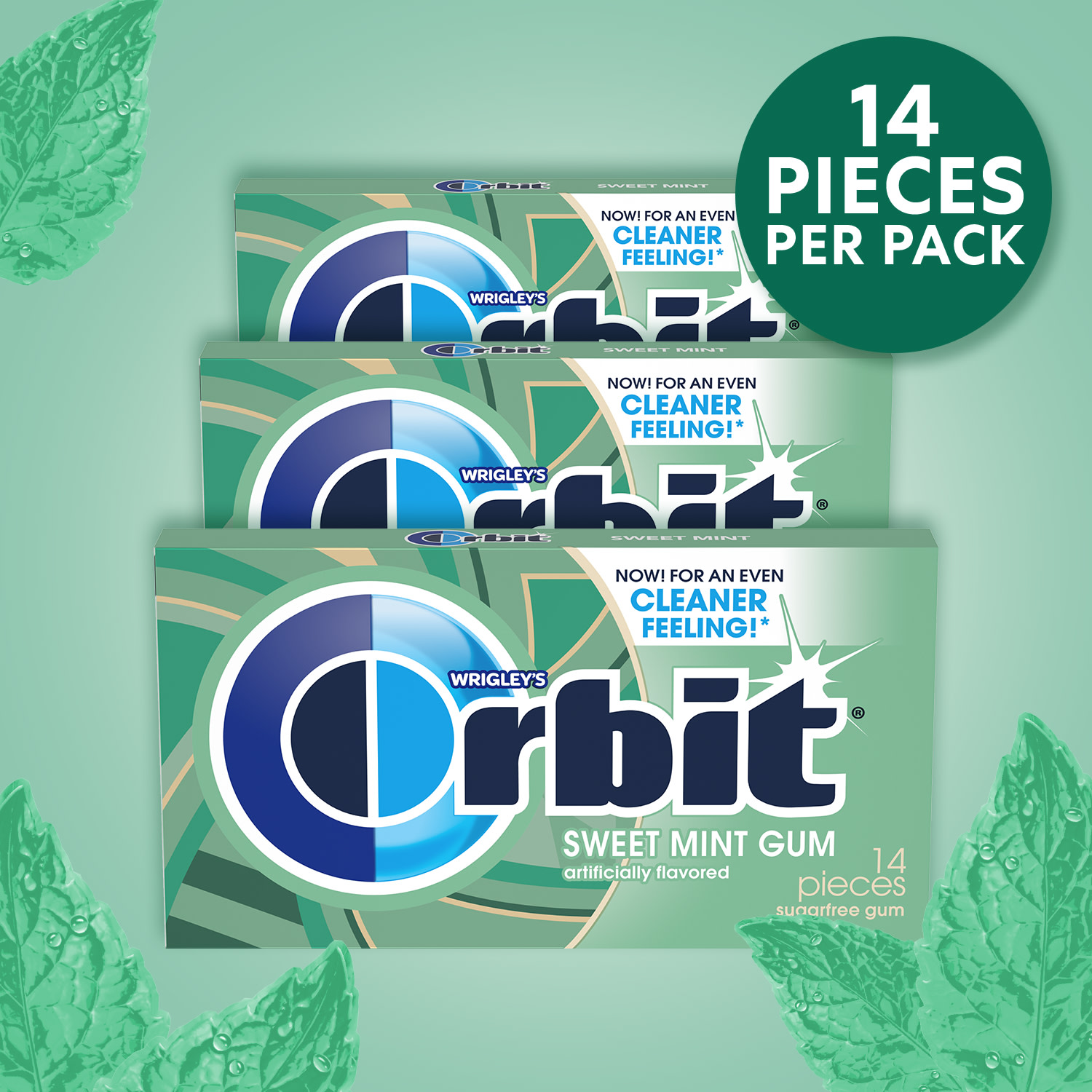 Orbit Sweet Mint Sugar Free Chewing Gum Travel Essentials - 3 Ct Pack - image 3 of 13