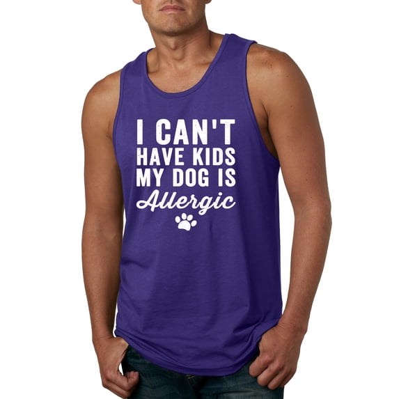 Wild Bobby, I Can't Have Kids My Dog is Allergic Funny, Dog Lover, Men Graphic Tank Top, Purple, Large