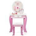 thumbnail image 7 of Topbuy 2-in-1 Kids Vanity Set Makeup Table & Chair Set for Toddlers w/Detachable Mirror Pink, 7 of 7