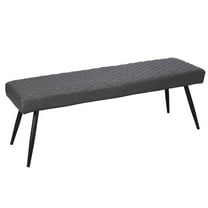 Dark Gray Faux Leather Upholstered Dining Bench with Black Sanded Legs