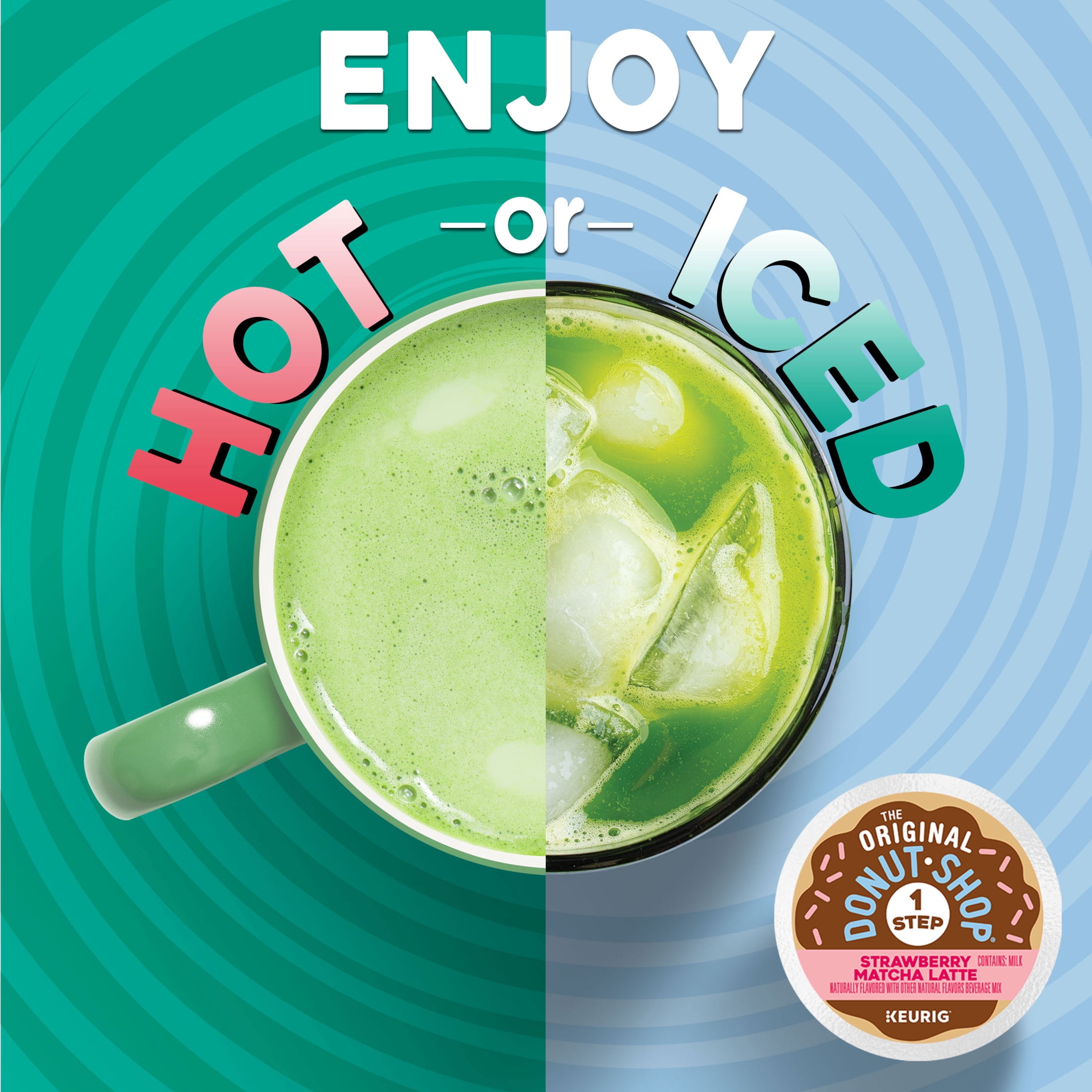 The Original Donut Shop, One Step Strawberry Matcha Latte Flavor K-Cup Pods, 10 Count