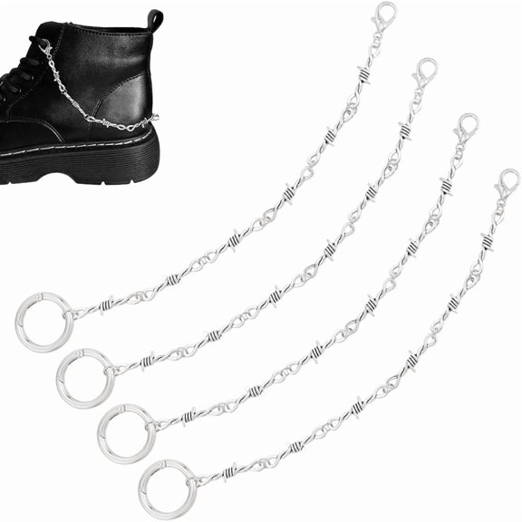 1set Alloy Boot Strap Chains with Alloy Spring Gate Rings Antique Silver & 260mm 4pcs/set