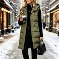thumbnail image 2 of Staron Women's Winter Vest Hooded Zip Up Lightweight Casual Sleeveless Solid Loose Quilted Puffer Vest Army Green L, 2 of 6