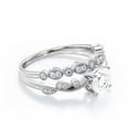 thumbnail image 2 of Dazzling Boho & hippie 1.75 Carat Round Cut Diamond Moissanite Classic Inspired Engagement Ring, Unique Twist Band Wedding Ring in 10k Solid White Gold, Gift For Her, Promise Ring, One Matching Band, 2 of 3