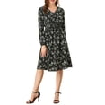 thumbnail image 1 of INSPIRE CHIC Junior's Floral Print Flowy V-Neck Midi Dress, 1 of 5