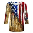 thumbnail image 4 of Womens Independence Day T Shirts Vintage Printed Tees The Statue of Liberty Graphic T-Shirts Scooped Neck 3/4 Sleeve Tops Causal Retro American Flag Tunic Blouses Workout Going Out Clothes, 4 of 5