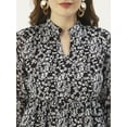 thumbnail image 6 of DressBerry Women’s Printed Poly Georgette Mandarin Collar Long Balloon Sleeves Light Weighted Tiered Hem Above Knee Length Casual&nbsp;Summerwear Beachwear Partywear All Purpose One Piece Dress, 6 of 7